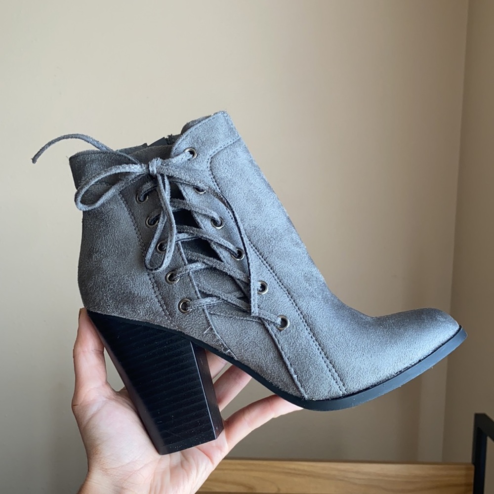 Brand new Grey suede lace up boots